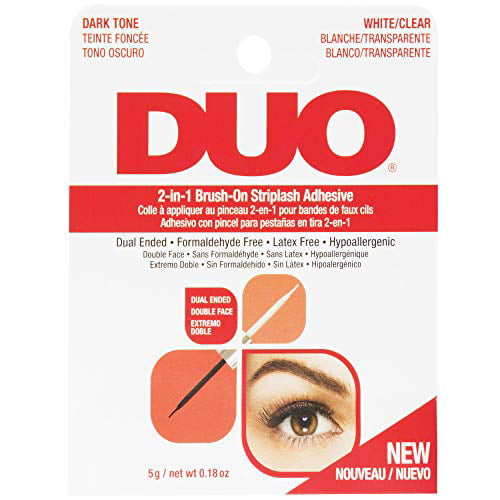 DUO 2-in-1 Brush-On Striplash Adhesive Dark Tone White/Clear 0.18oz